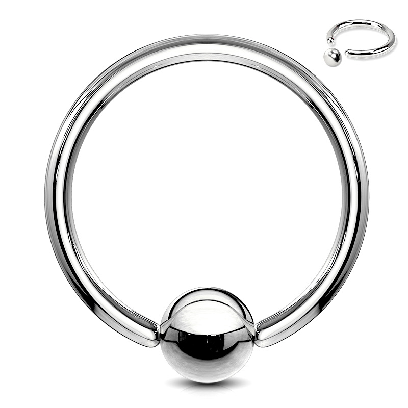 A surgical steel captive bead ring pictured against a white background.
