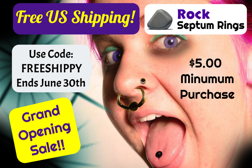Free shipping on purchases from Rock Septum Ring until June 30th.
